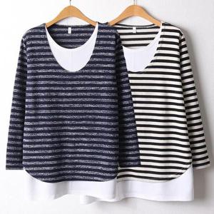 [강물처럼]위쉬몰 MN 유넥이중ST배색티셔츠(F543H310) 빅사이즈