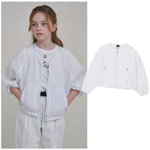 블루테일2 AAB2JP01WT 주니어 여아 화이트 절개 셔링 점퍼