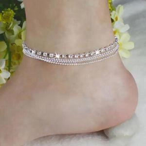 실버볼발찌 패션발찌 트리플 비즈레이어드