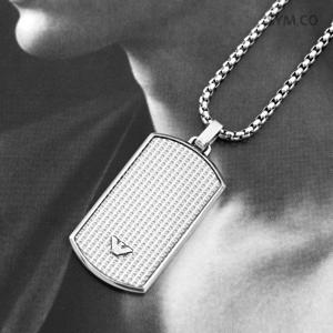 알마니 EGS2986 독수리 엠블럼 태그 체인 남자 실버 목걸이 d