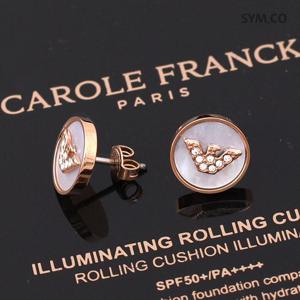 알마니 EGS2311 독수리 엠블럼 로즈골드 큐빅 펄 자개 여자 스틸 귀걸이 d