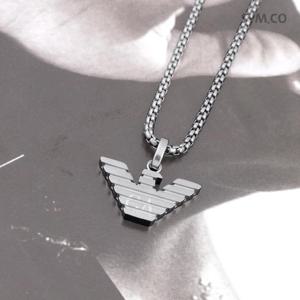 알마니 EGS3169 독수리 엠블럼 데일리 실버 톤 빈티지 남자 스틸 목걸이 d