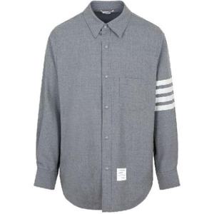 THOM BROWNE 톰브라운 4바 스트라이프 플레인 위빙 울 스냅버튼 셔츠형 자켓 (MJO055A 06146 035)