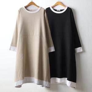 [강물처럼]위쉬몰 CS 배색플레어핏롱원피스(J500H310) 빅사이즈