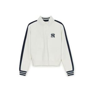 MLB긴팔티 PQJ 3FKPV0251-50IVS 여성 바시티 하프집 크롭 스웨터 풀오버 뉴욕양키스