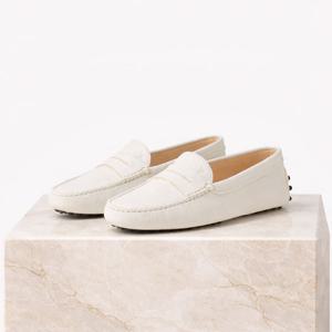 여성 토즈 고미노 레더 드라이빙 로퍼 신발 화이트 XXW00G000105J1B015