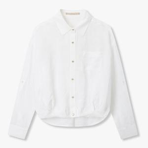 보브  (7156260007) 볼륨 플리츠 헴 크롭 블라우스