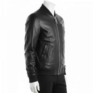 필립플레인 HM220838 스컬 투페이스 니트 레더 집업 남성 자켓 블랙