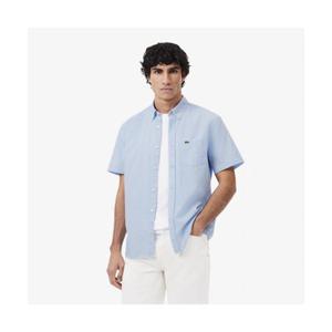 라코스테 남성 반팔 포플린 체크 셔츠 CH5622-55G F6Z 396392