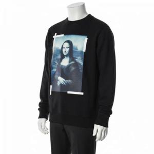오프화이트 모나리자 오버핏 크루넥 남성 맨투맨 블랙 블루 OMBA058C99FLE0031045