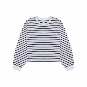 APPLE PINK 스트라이프 크랍 티셔츠 APK8T116GSW_WH