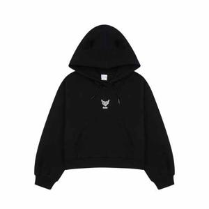 APPLE PINK 데빌 뿔 포인트 크롭 후드티 APK8T167GSB_BK