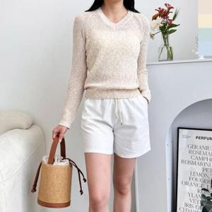 [의류] 2L-CBB 1017 여자썸머브이팝콘니트 깔끔한 데일리 웨어