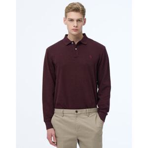 헤지스 남성 24FW 반값세일스테디셀러 버건디 단색 면혼방 긴팔카라티셔츠 WHTS4D432D2