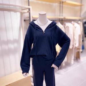 [시에로]SH2KTFDB541_넥ZIP 포인트 밑단트임 후드니트