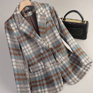 [패션시그널]윈터체크패턴 더블모직 자켓 863D61