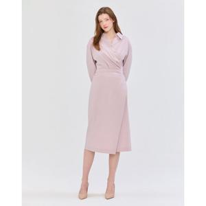 질스튜어트 뉴욕 여성 24FW 핑크 핀턱 나일론 혼방 랩 디자인 셔츠형 롱원피스 JSDR4D620P2