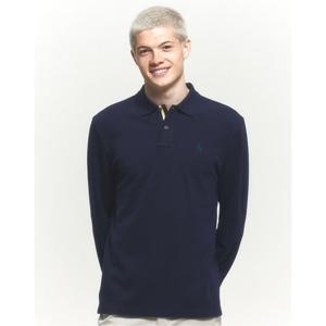 [헤지스] 네이비 긴팔 피케 카라 티셔츠(HZTS4D431N2)