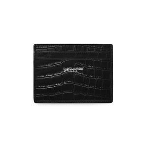 생로랑 375946 DZE0E 1000 클래식 크로커다일 엠보싱 카드지갑