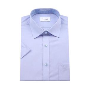 [예작(셔츠)]반소매 일반핏 모달 스크럽 도비 배색 YJEMBR602-BL