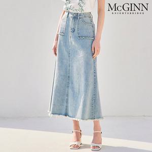 네추럴 컷 포켓 데님 롱 스커트_MI5M3SK8111