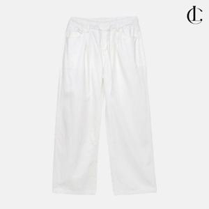 엘케이트 여성 긴바지 와이드핏 여름 스트랩 핀턱 화이트 면 팬츠 LPP038