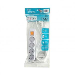 현대 멀티탭 차단 4구 1.5M HM16-42 (1개) 부품 소모품 자재 파츠