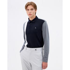 헤지스 골프 남성 24FW 가격인하스테디셀러리니어 블럭 긴팔 폴로티셔츠 (BLACK) WPTS4C922BK