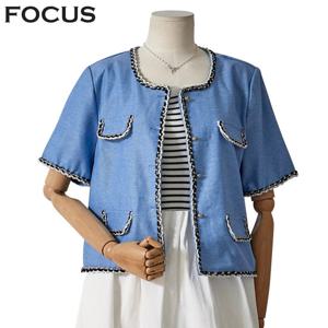 [포커스]노카라 꽈배기 체인 포인트 반팔자켓 FM4C7JK0157_JK