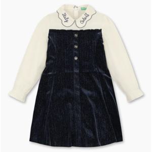 [베네통키즈]25FW-벨벳 레이어드 원피스/QAOP22561