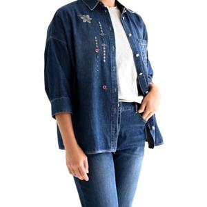 [비꼴리끄(여성)]텐셀 데님 자수 셔츠 블라우스 B244DB2080