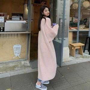 [옷자락][다잇템] 여자 FW 밍크 클래식 분홍 퍼 캐쥬얼 롱가디건