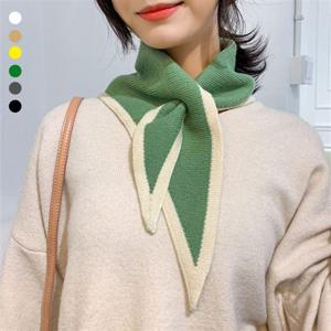 머플러 키밍 삼각 니트 배색 머플러 쁘디 목도리 스카프