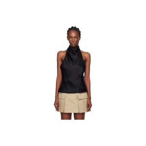 26 SS 발망 여성 블랙 백리스 실크 블라우스 252251F107003