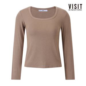 [비지트인뉴욕]스퀘어넥 슬림핏 잔골지 티셔츠 V5CLT06