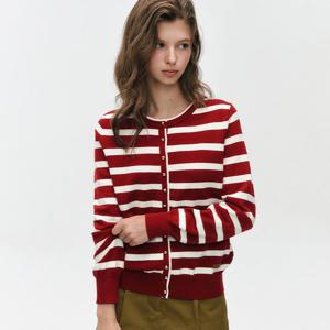 [마리끌레르][정가69,000]골드버튼 스트라이프 니트 가디건(MOECKC09MRD)