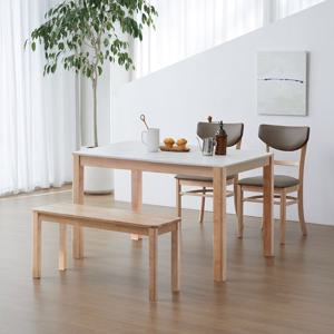 [베스트리빙] 앨빈 내츄럴 베이 1200 4인 세라믹 식탁세트/식탁1개+의자2개+벤치1개