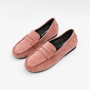 [신난다슈]여성 털 로퍼 단화 2cm 모카신 플랫 슈즈 토끼털 기모 스웨이드 GDR25540 핑크