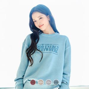 [지오다노] 여성 봄 라운드넥 루즈핏 레터링 프린트 맨투맨 티셔츠 326510