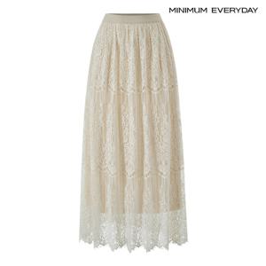 [미니멈][미니멈 에브리데이]페미닌 자수 패턴 레이스 밴딩 롱 스커트 (EC1WH002D)