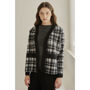 [요이츠](택가 158000원)[요이츠] 체크 펄 베이직핏 플리츠 가디건 자켓_YI08WRPCD01