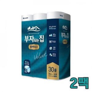 [모자리자] 모나리자 부자되는집 벨벳데코 30m 30롤2팩 60롤 화장지