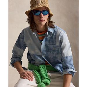 폴로 랄프 로렌 남성 클래식핏 패치워크 샴브레이 셔츠(MNPOWOV16824918400)