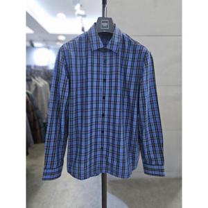 바쏘옴므 세이브존03 바쏘옴므 남자 봄 여름 셔츠 블루 윈도우체크 캐주얼 남방 WSAQA1TT99A