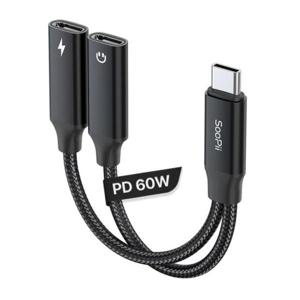 60W PD 고속충전겸용 USB C to C타입 이어폰 듀얼젠더 GD19