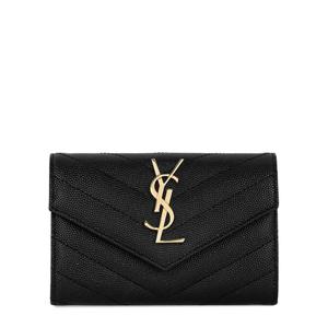 생로랑 25FW 블랙 카산드라 마테라쎄 엔벨롭 카드지갑 414404 BOW01 1000