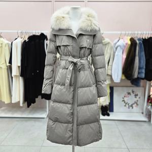 [샤틴]폭스퍼 카라 구스다운 벨티드 롱 패딩S254C874A04