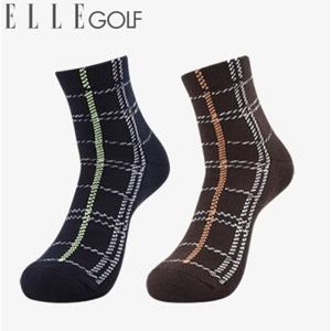 [엘르골프]체크 패턴 파일 중목 양말 6J58302_DJ