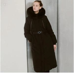 [샤틴]폭스퍼후드넥 탈착 구스다운 벨티드 롱패딩S254M854A26