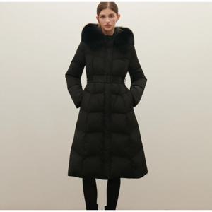 [샤틴]폭스퍼 후드넥 구스다운 벨티드 롱패딩S254M853A